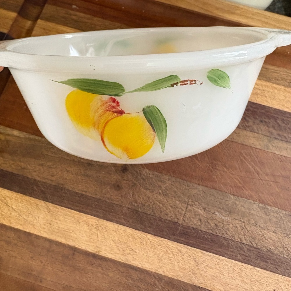 3 Fire King White Dishes with Yellow and Green Design